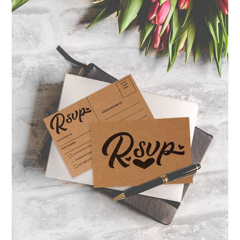 Sustainable Greetings 60-Pack Brown Kraft RSVP Party Invitation Cards, RVSP Postcards, 4x6 in