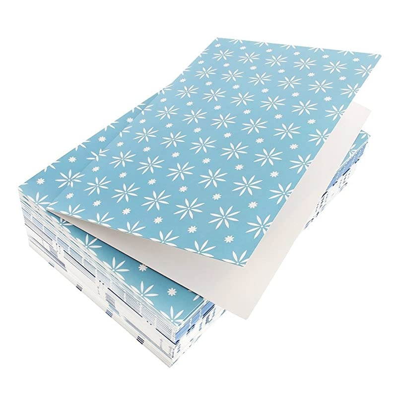 Pack Blank Greeting Note Card Bulk, Shades of Blue Floral Foliage, Envelopes Included, 4x6
