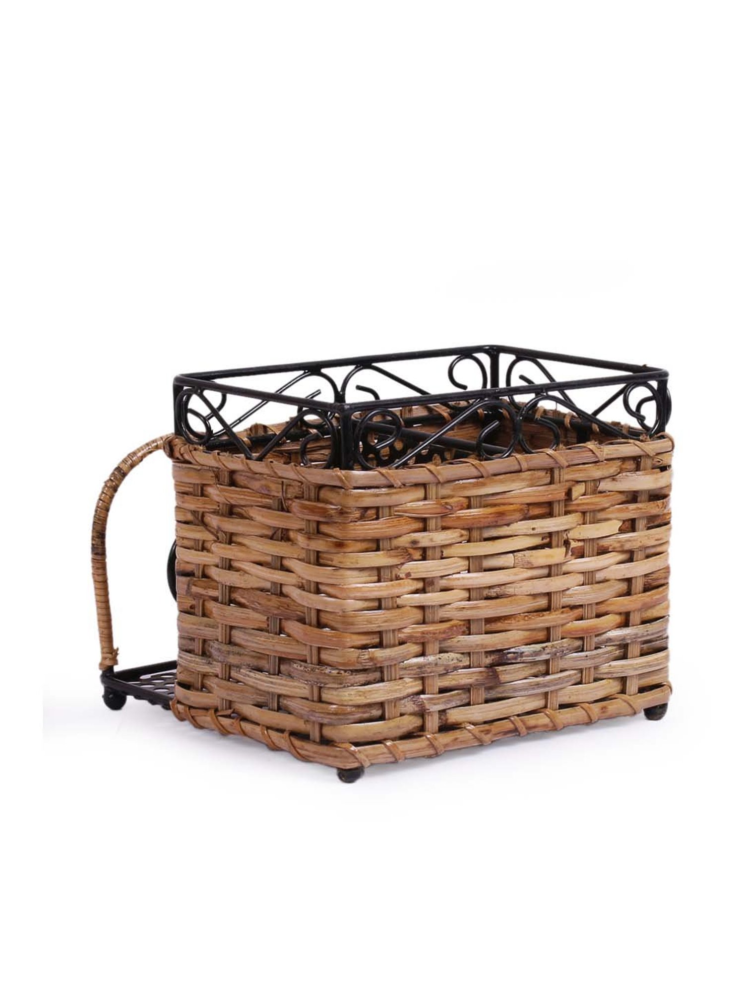 VarEesha Brown & Black Bamboo Multi-Purpose Basket - Set of 1