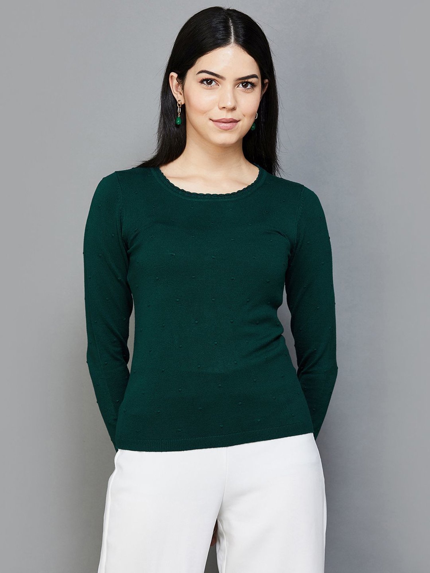 Code by Lifestyle Green Self Pattern Pullover