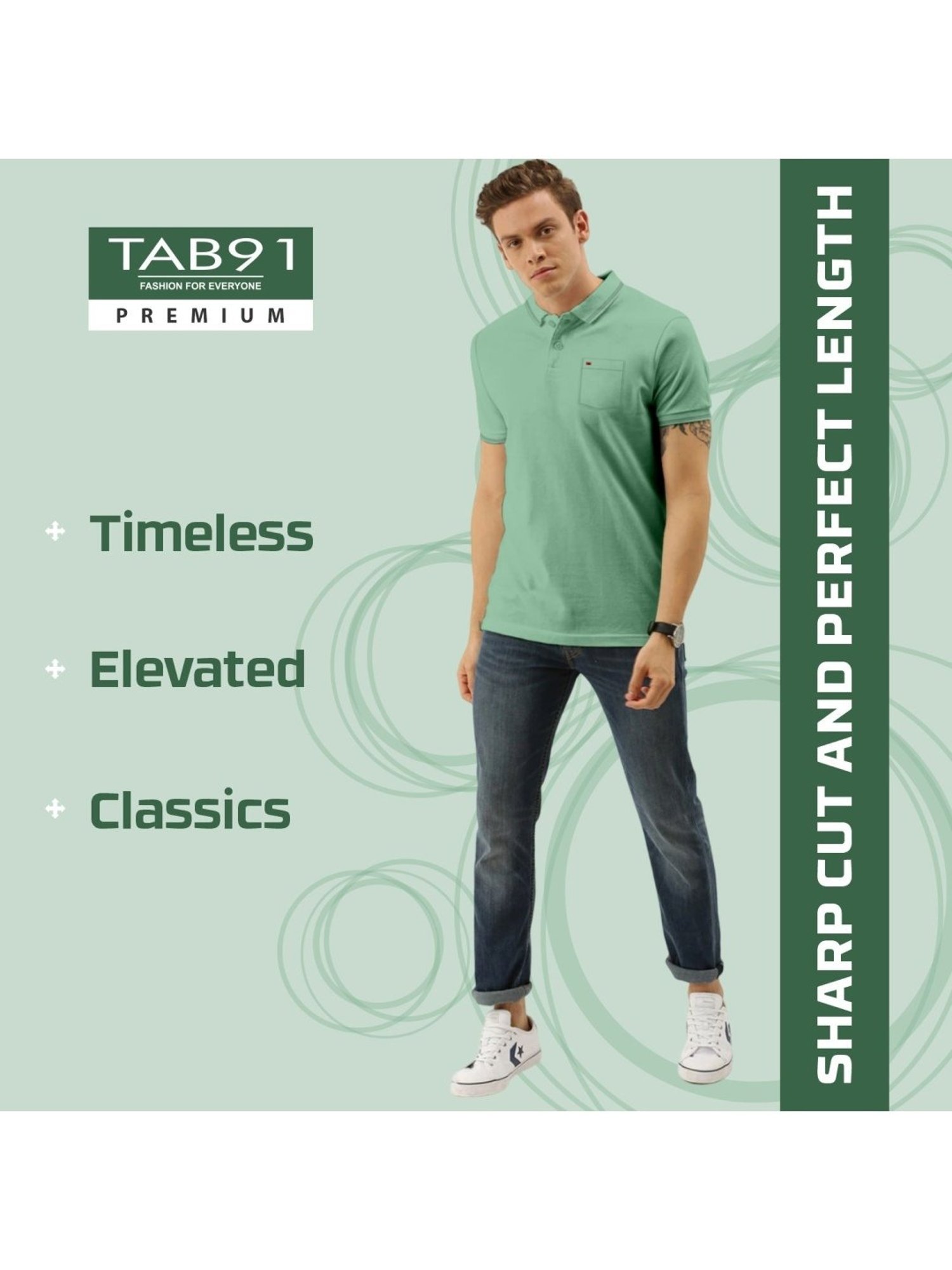 Tab91 Mint Green Regular Fit Polo T-Shirts