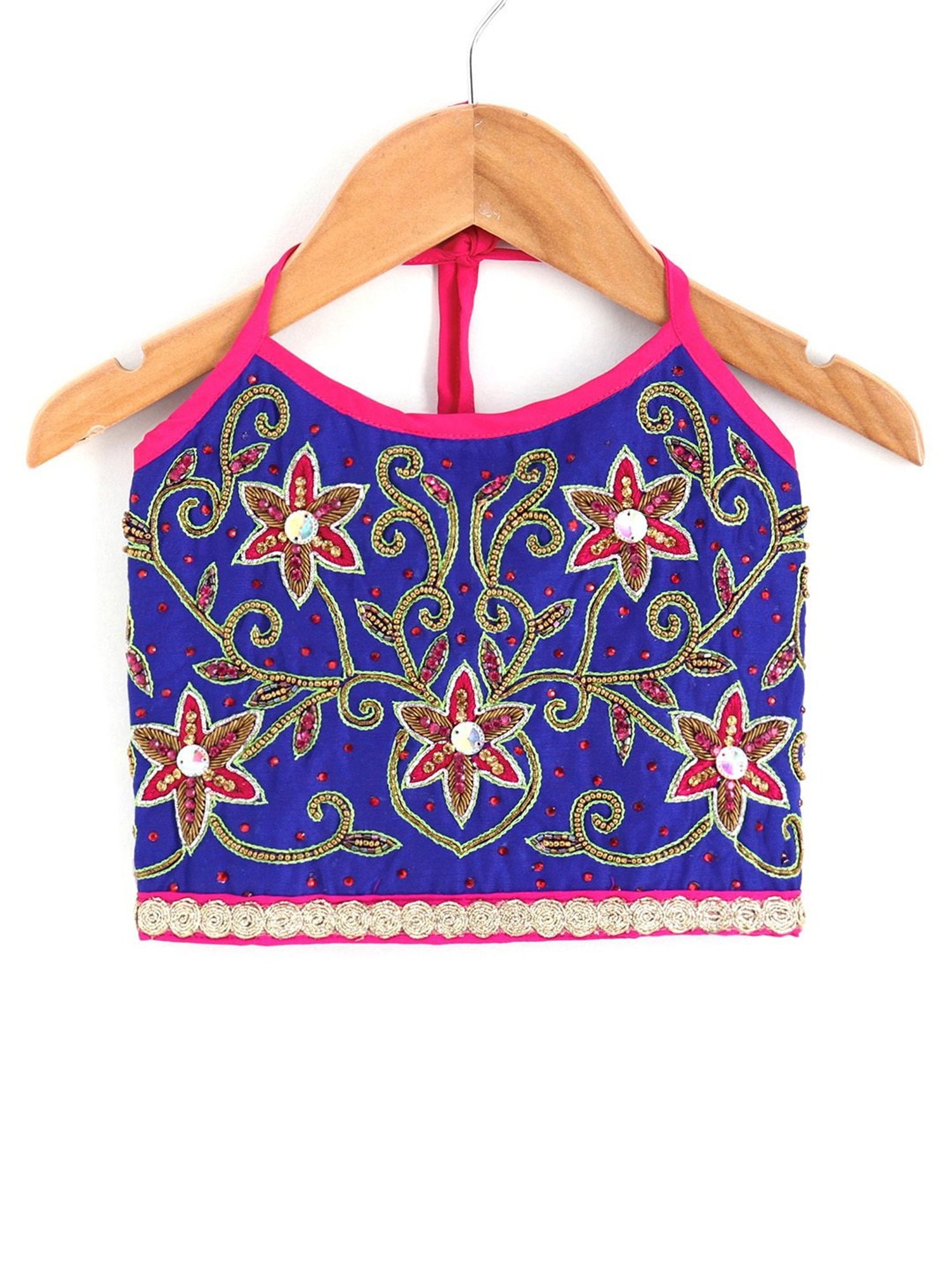 TWISHA Kids Royal Blue & Orange Embellished Top with Dhoti