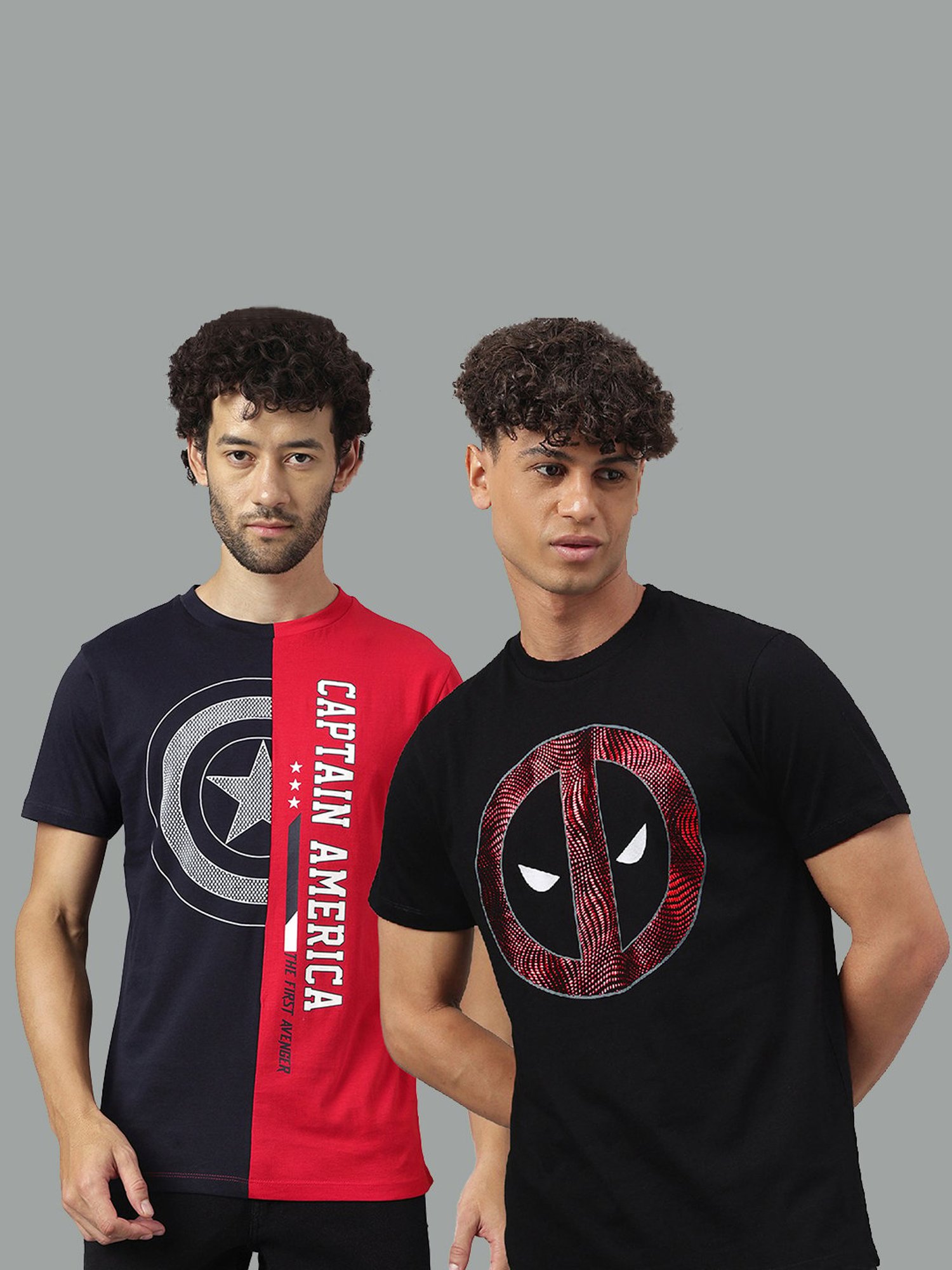 Free Authority Multicolor Regular Fit Avengers Printed Crew T-Shirt - Pack of 2