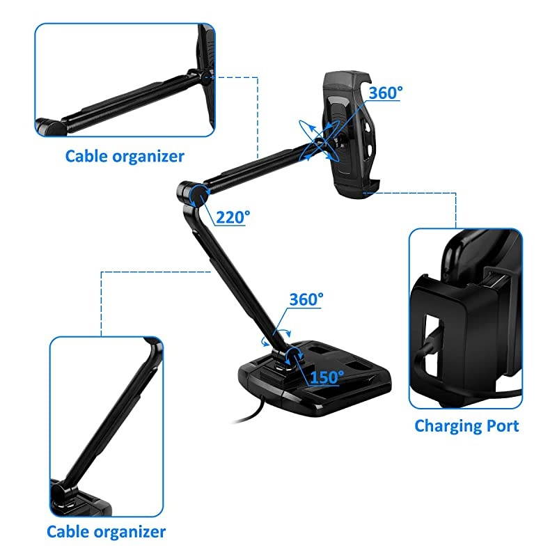 Tablet Stand Adjustable iPad Stand with 360&deg; Swivel Tablet Holder Fits 4129 Display TabletPhones for Table Bedside Kitchen Office Desk POS Kiosk Reception Compatible with iPad iPhone