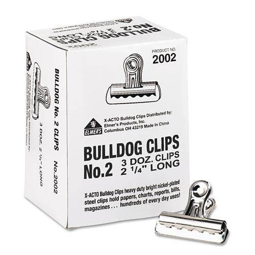 X-Acto Bulldog Clips, Medium, Nickel-Plated, 36/Box 2002LMR