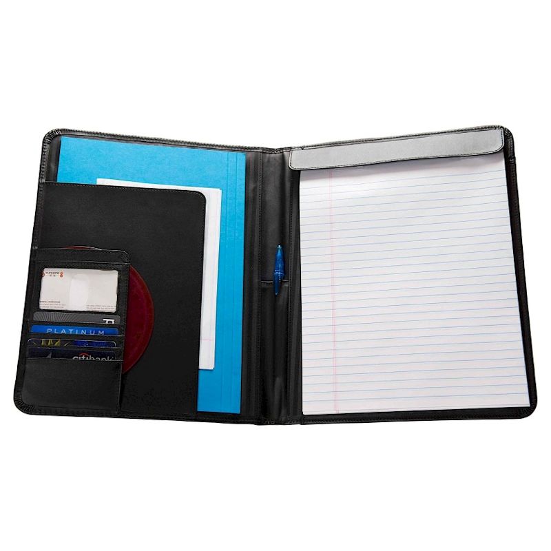 Case It Letter Size Black Faux Leather Padfolio