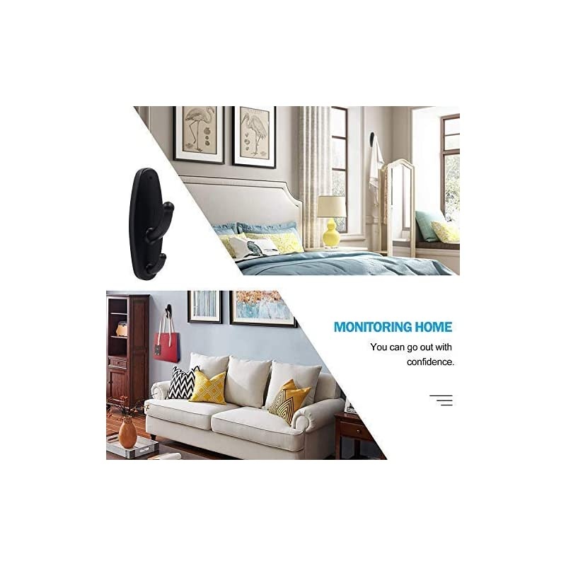 Spy Coat Hook Hidden Camera Motion Detection Clothes Hook Cam Covert Recorder Home Security Nanny Cam Black