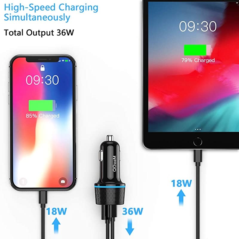 USB C Car Charger Adapter, 42.5W 2 Port Fast Car Charger with Power Delivery & Quick Charge 3.0 Compatible with iPhone12/12 Pro/Max/12 Mini/iPhone 11/Pro/Max/XR/XS/Max/8/8P,iPad Pro 2020,MacBook