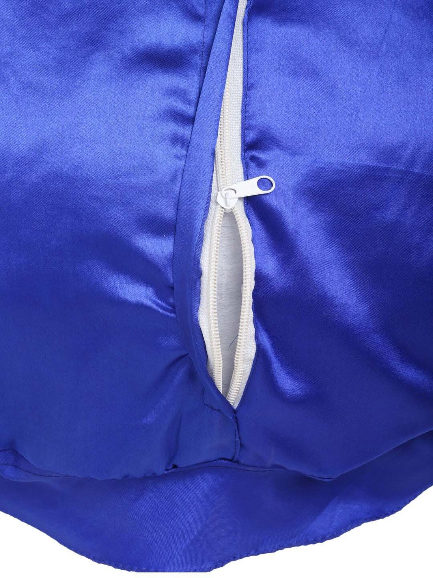 HOSTA HOMES Blue Sateen Rose Flower Cushion Cover with Filler - Set of 2