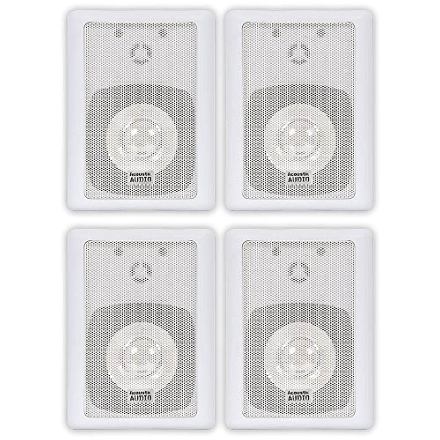 Acoustic Audio 151W Indoor Outdoor 2 Way Speakers 1200 Watt White 2 Pair Pack 151W-2Pr