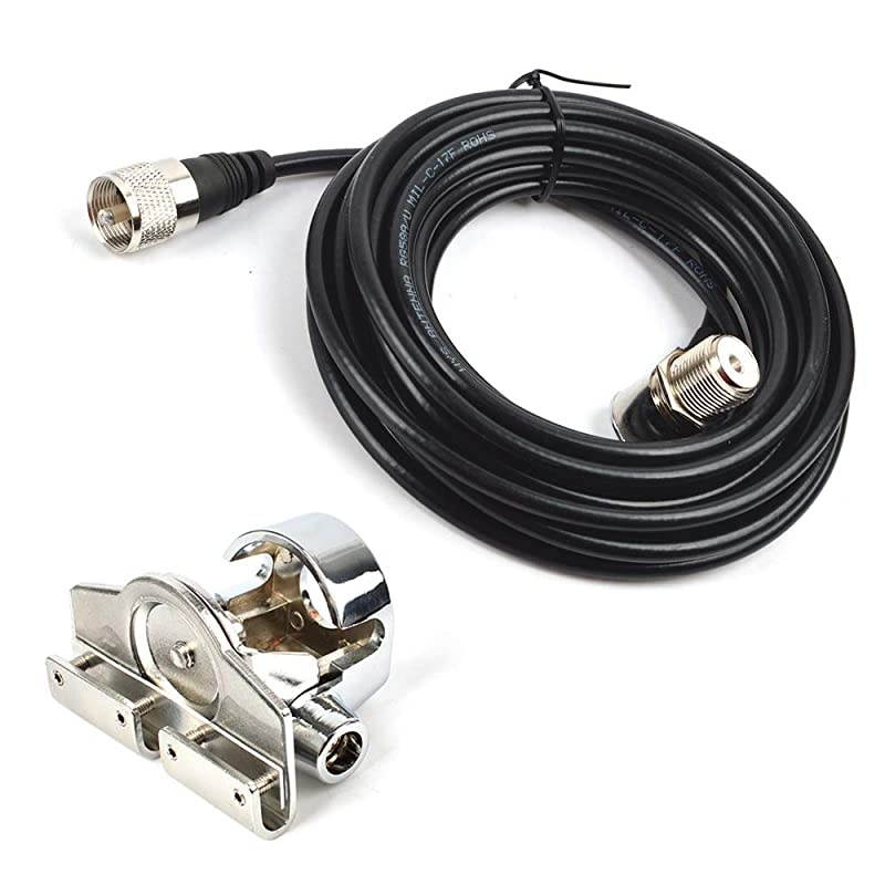 Stainless Steel Car Clip with SO239 to PL259 Connector 5M RG58 Coaxial Cable Car Antenna Mount Trunk Lid Hatchback Mount Bracket for Mobile Radio Antenna