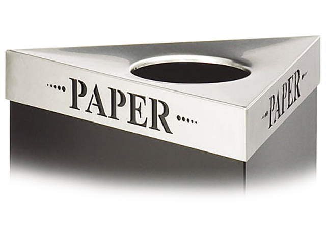 Safco 9560PA Trifecta Waste Receptacle Lid, Laser Cut "PAPER" Inscription, Stainless Steel