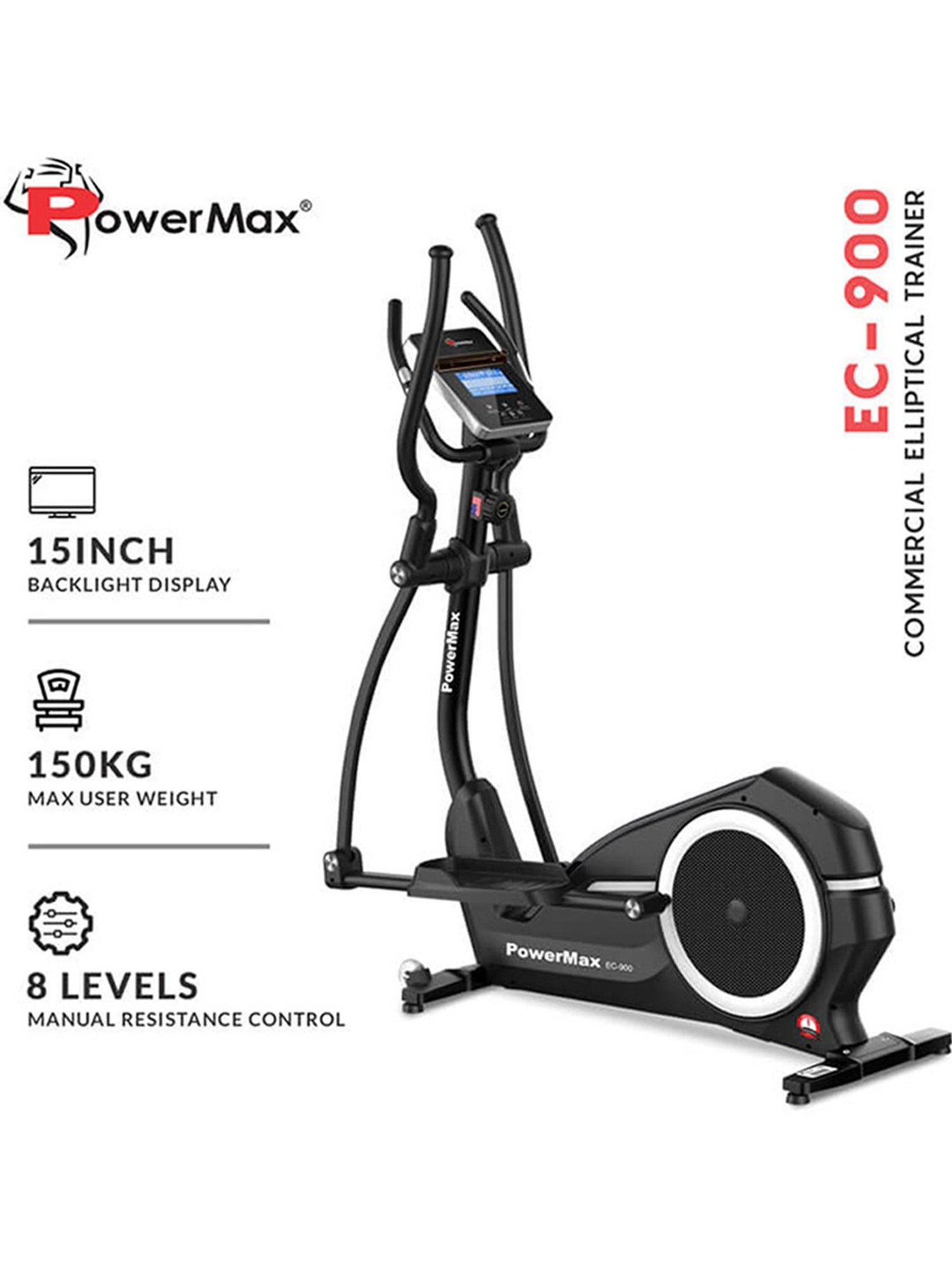PowerMax Fitness EC-900 Elliptical Trainer (Black)