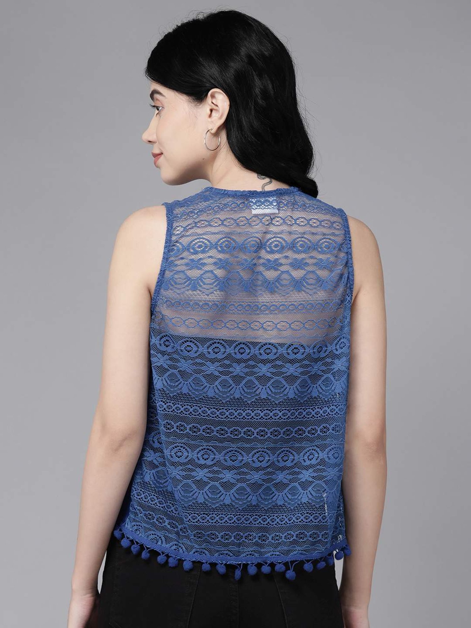 Aarika Blue Plain Shrug