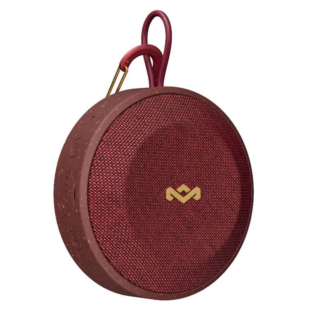 house of marley, no bounds outdoor speaker | 10hour battery, water & dustproof ip67, buoyant, carabiner, quick charge, charging cable, auxin, wireless dual speaker pairing, speaker phone | red