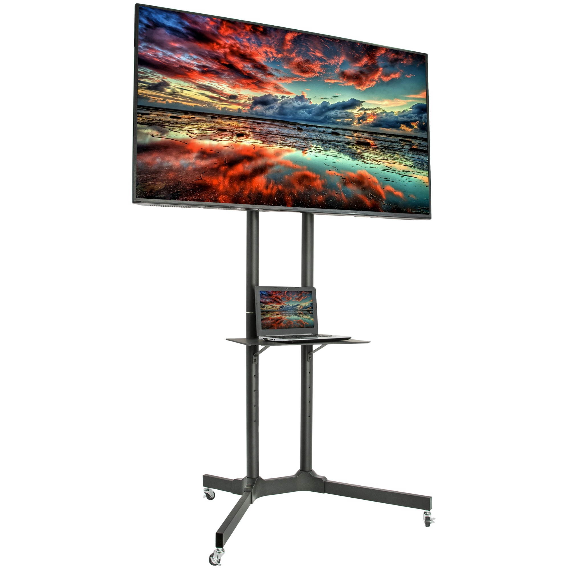 VIVO Black Rolling TV Cart for 32" to 65" LCD LED Plasma Flat Panel Screen | Mobile Stand with Wheels (STAND-TV03E)