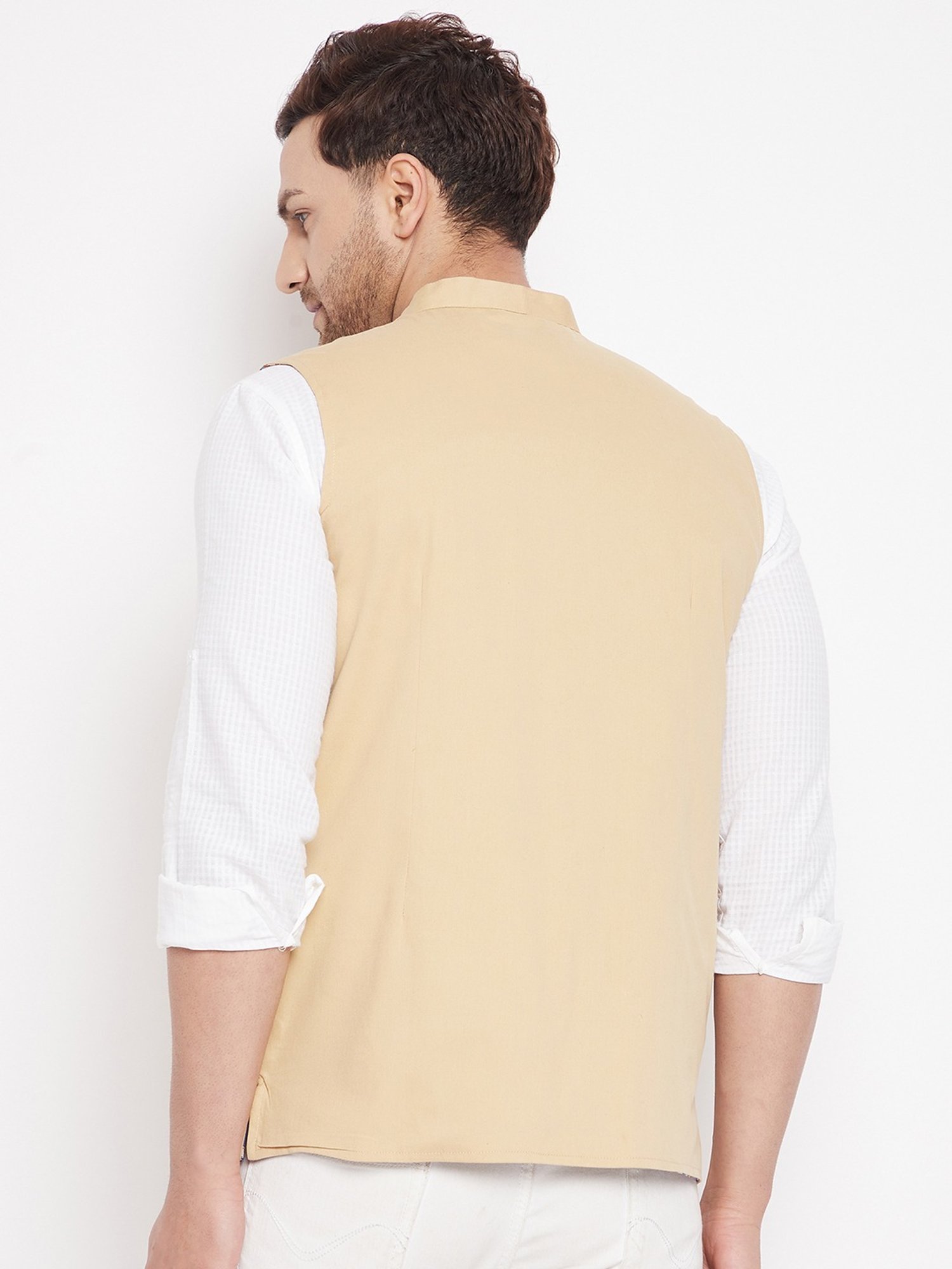Even Beige Regular Fit Nehru Jacket