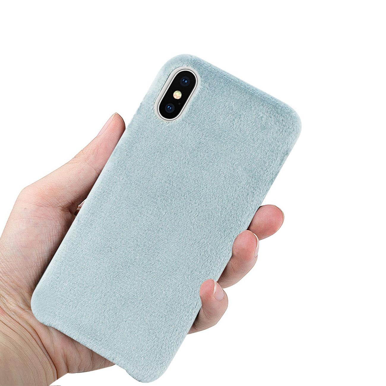 Reiko iPhone X/iPhone XS Fuzzy Fur Soft TPU Case In Gray