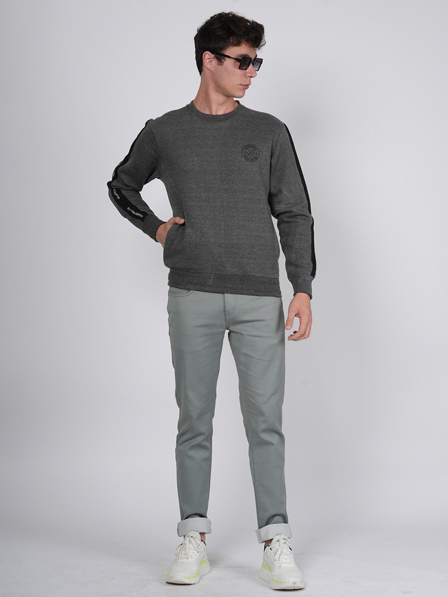 Allen cooper Grey Regular Fit Lightly Washed Jeans