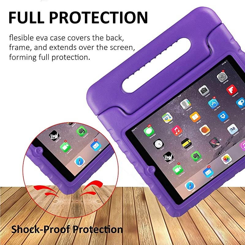 Kids Case for 97 iPad 2 3 4 Old Model Light Weight Shock Proof Convertible Handle Stand Kids Friendly for iPad 2 iPad 3rd Generation iPad 4th Generation Tablet Purple