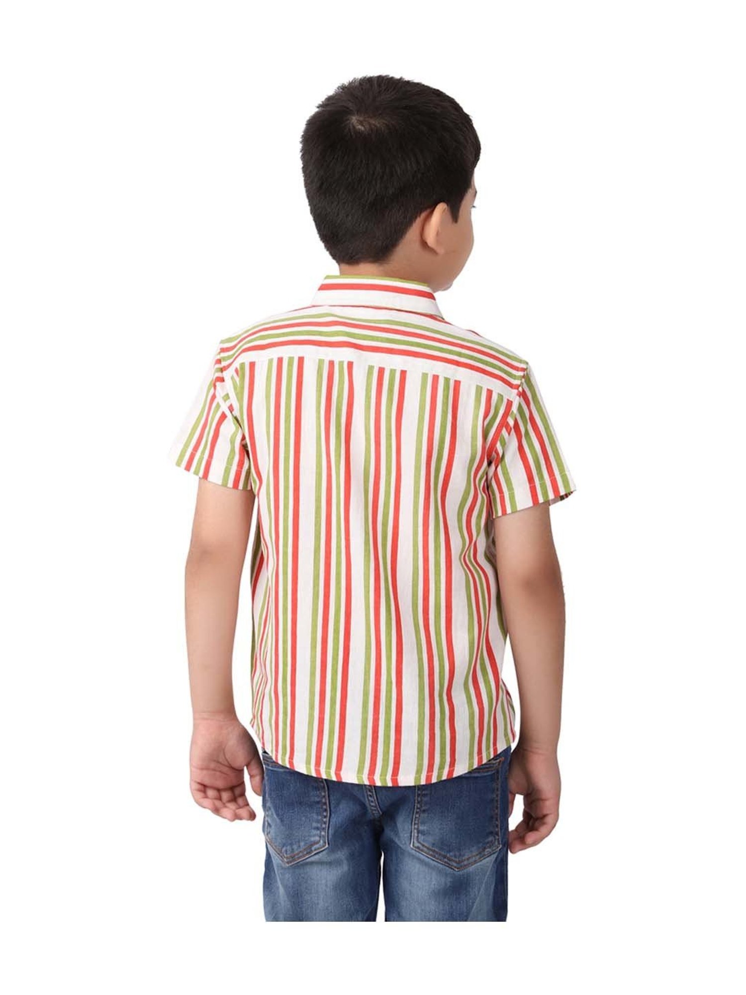 Fabindia Kids Multicolor Cotton Striped Shirt
