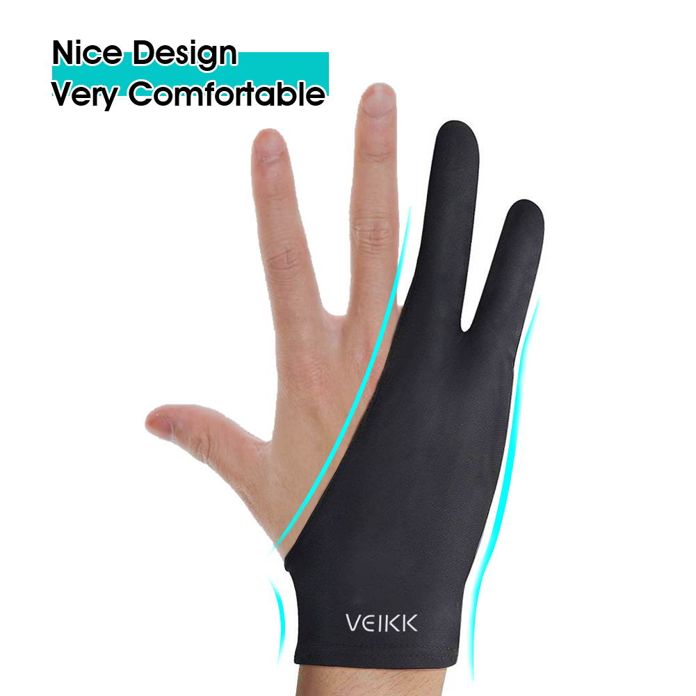 VEIKK Artist Glove for Drawing Tablet Free Size, 1 Unit for Left-Handed or Right-Handed- Black