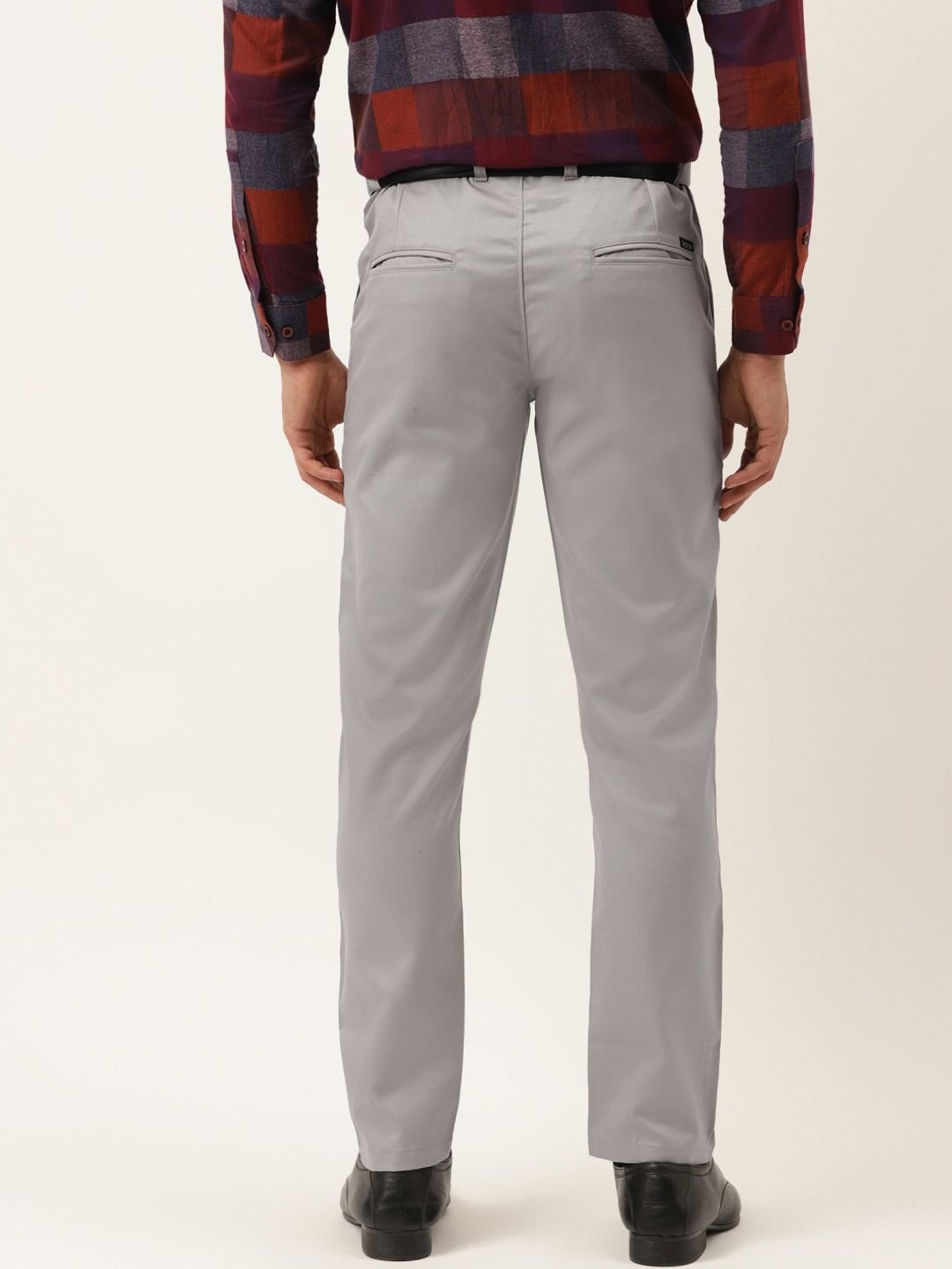 Jainish Grey Cotton Regular Fit Trousers