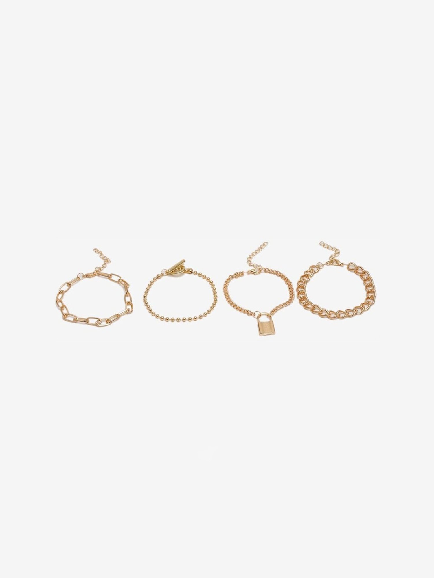 YouBella Women Gold-Plated Link Flexible fit Bracelet - Set of 4