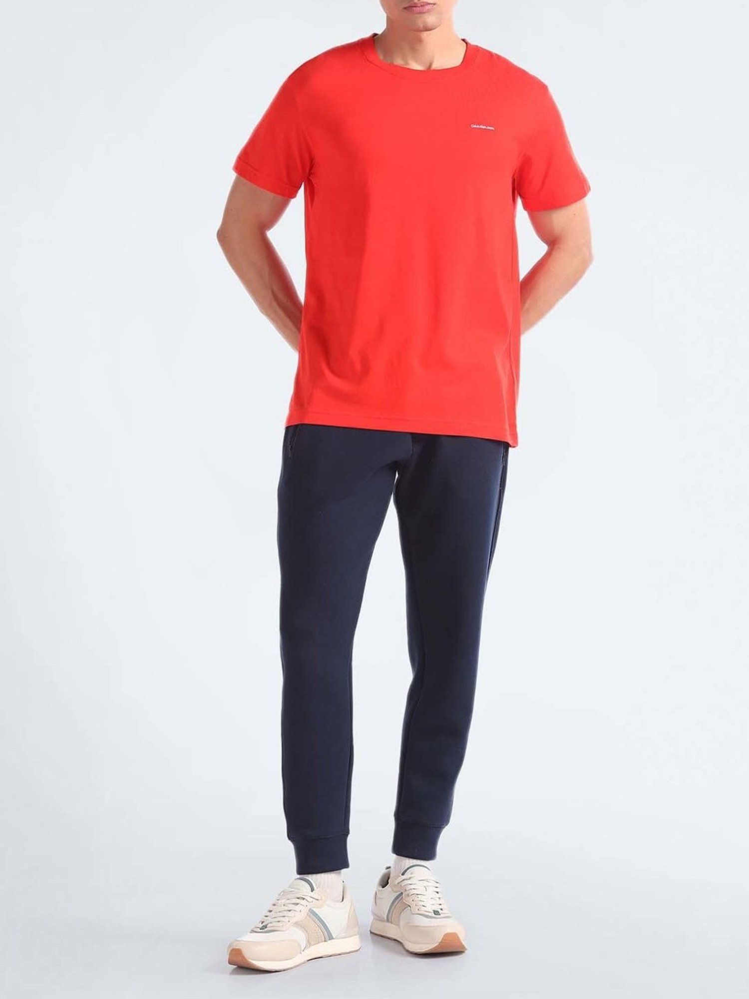 Calvin Klein Jeans Fiery Red & Bright White Regular Fit T-Shirt - Pack of 2