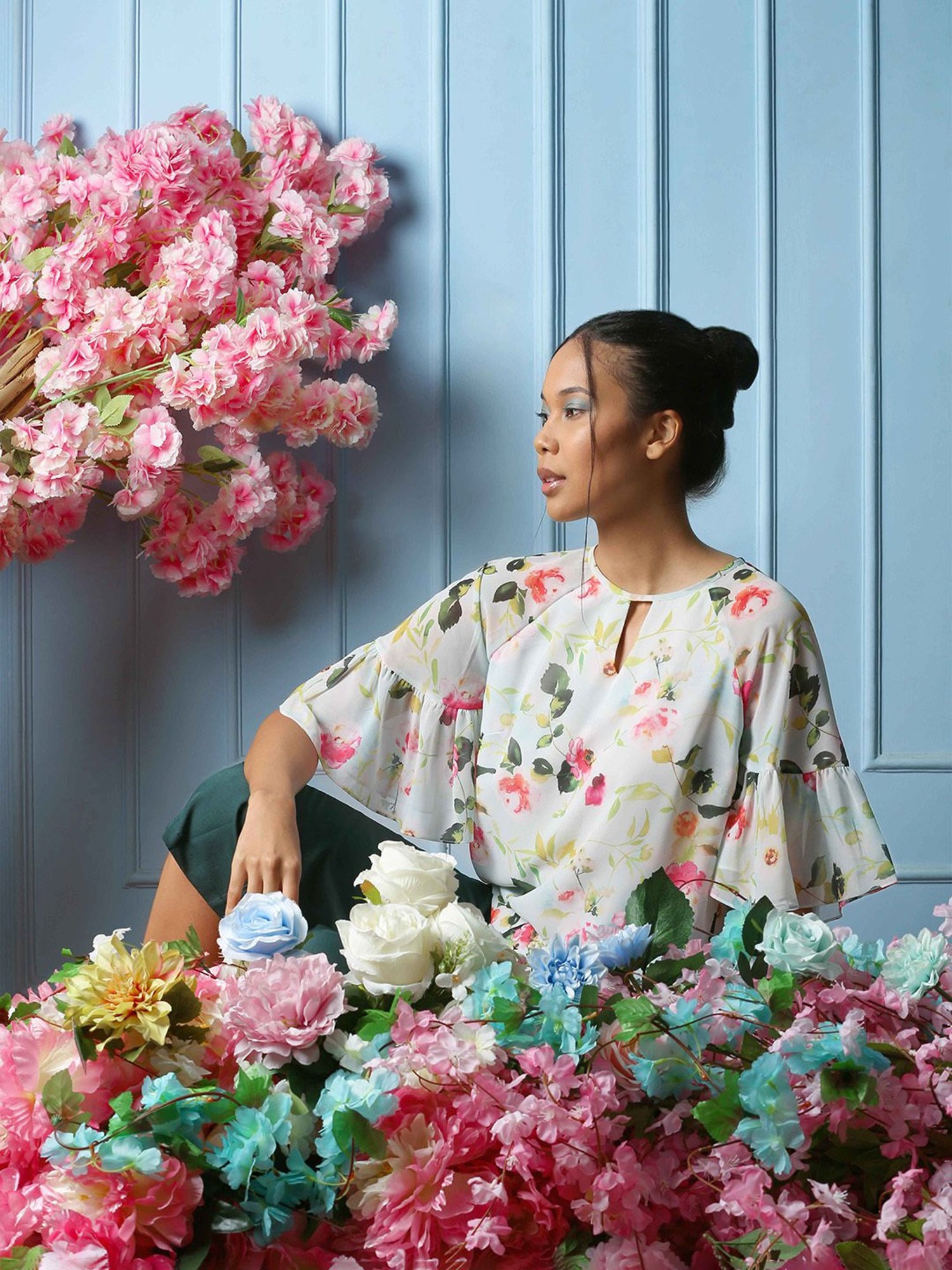 Zink London Blue Printed Top