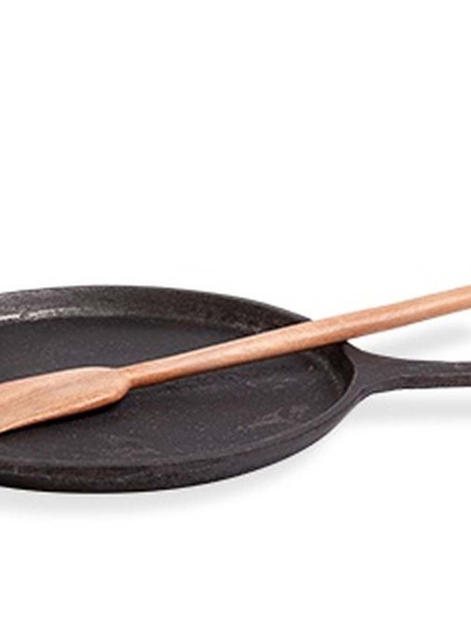 The Indus Valley Black Cast Iron Tawa with Wooden Ladle - Set of 1