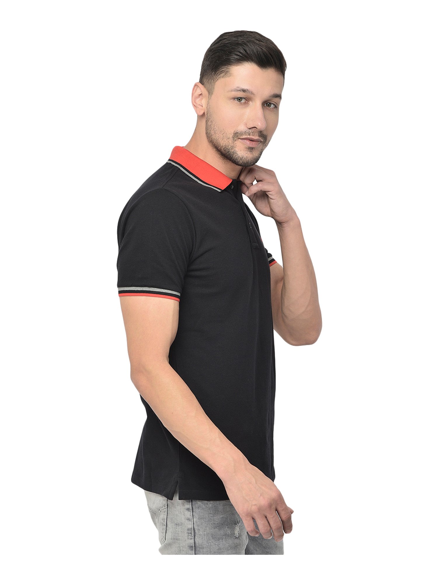 Woods Black Cotton Polo T-Shirt