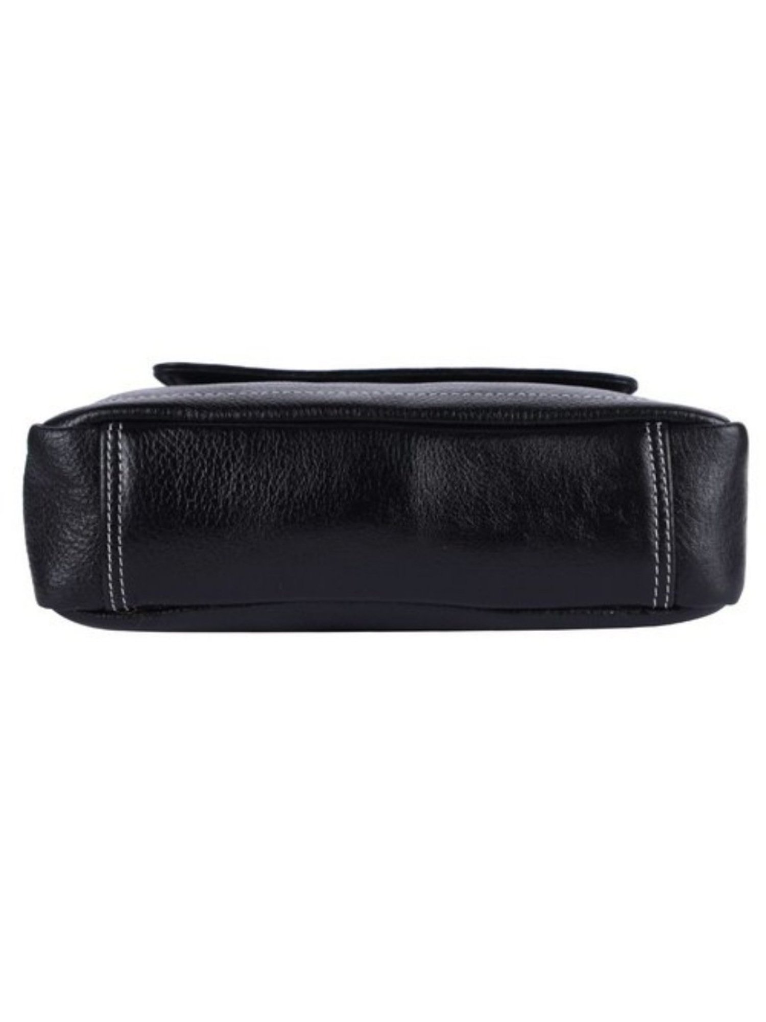 HiLEDER Black Textured Medium Leather 9 inch Cross Body Bag