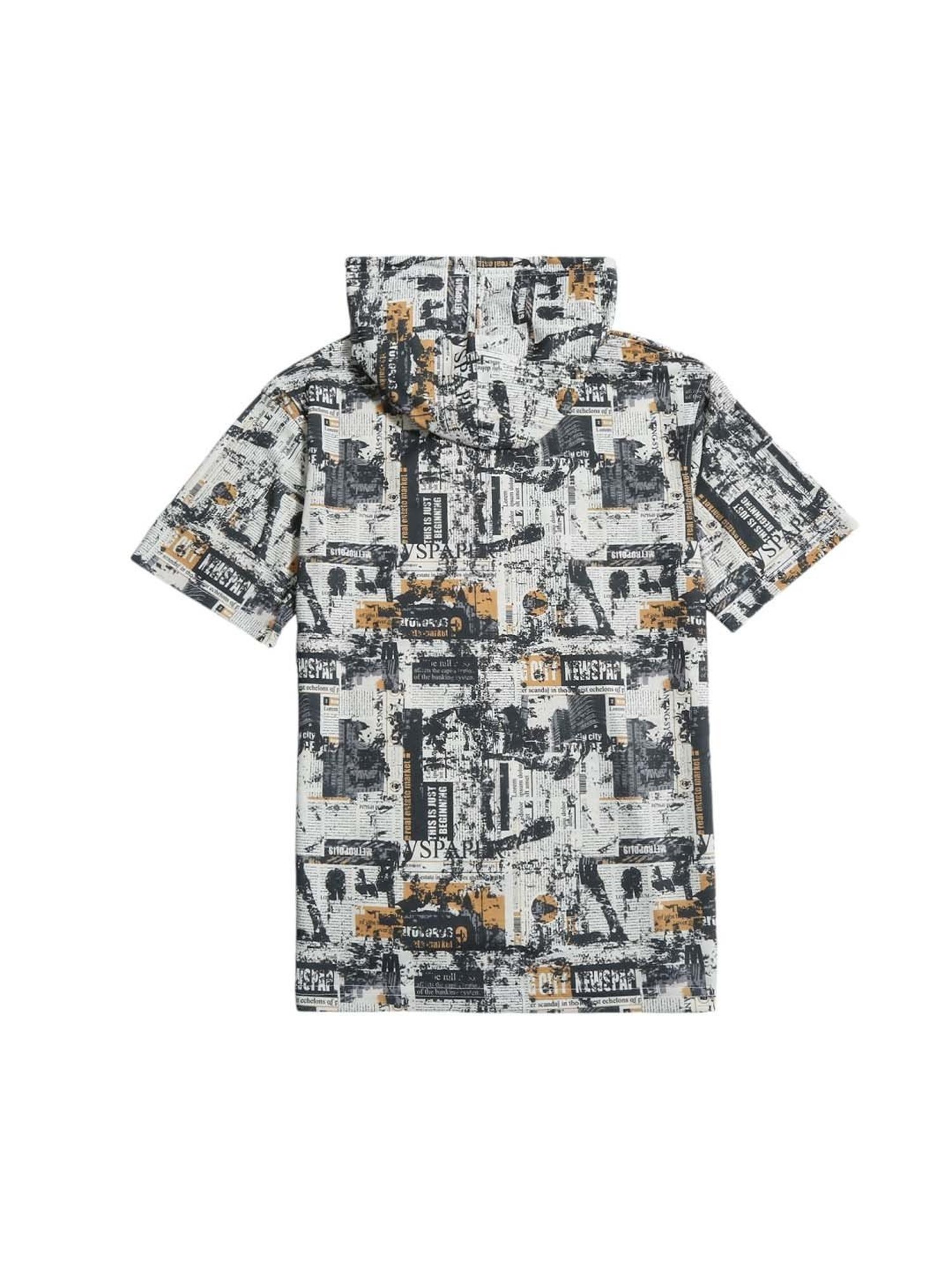 Cavio Boys Grey & White Cotton Printed T-Shirt