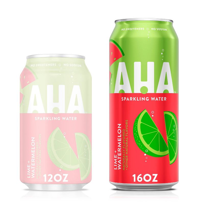 AHA Lime + Watermelon Sparkling Water - 16 fl oz Can