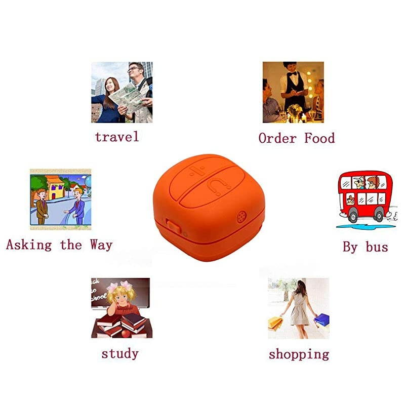 Smart Language Translator Device, Instant Online Language Translator Device Support 80+ Languages, Real-time Translation Pocket Voice Translator BT for Learning Travel Business (Orange)