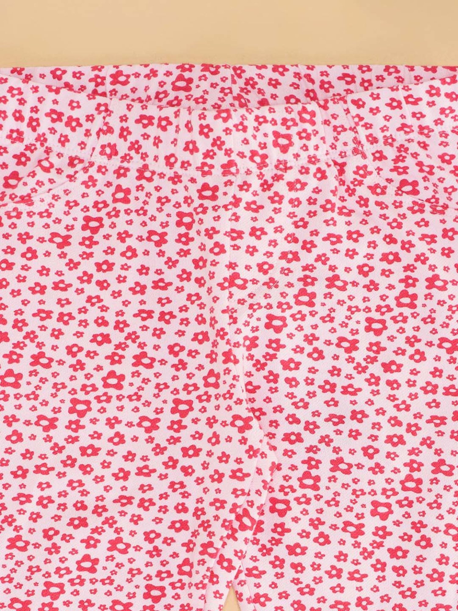 Pantaloons Junior Pink Cotton Floral Print Leggings