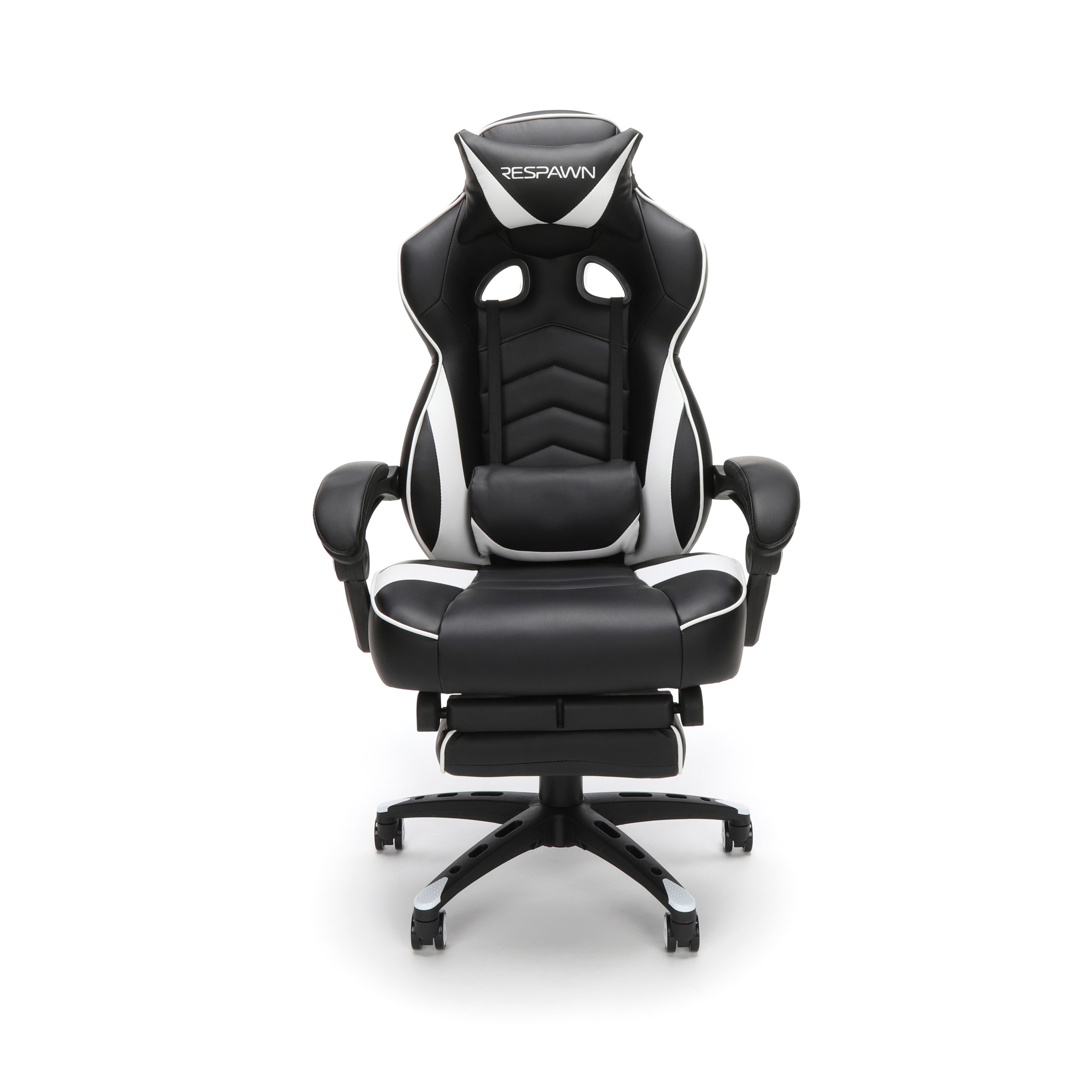 RESPAWN 110 Racing Style Gaming Chair, Reclining Ergonomic Leather Chair with Footrest, in White (RSP-110-WHT)
