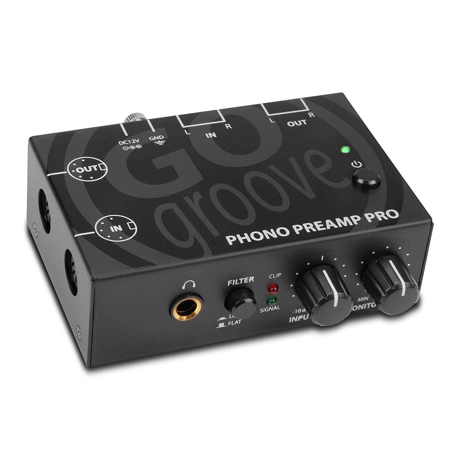 GOgroove Phono Preamp Pro Preamplifier with RCA Input/Output, DIN Connection, RIAA Equalization, 12V AC Adapter - Compatible with Vinyl Record Players, Turntables, Stereos, Mixers