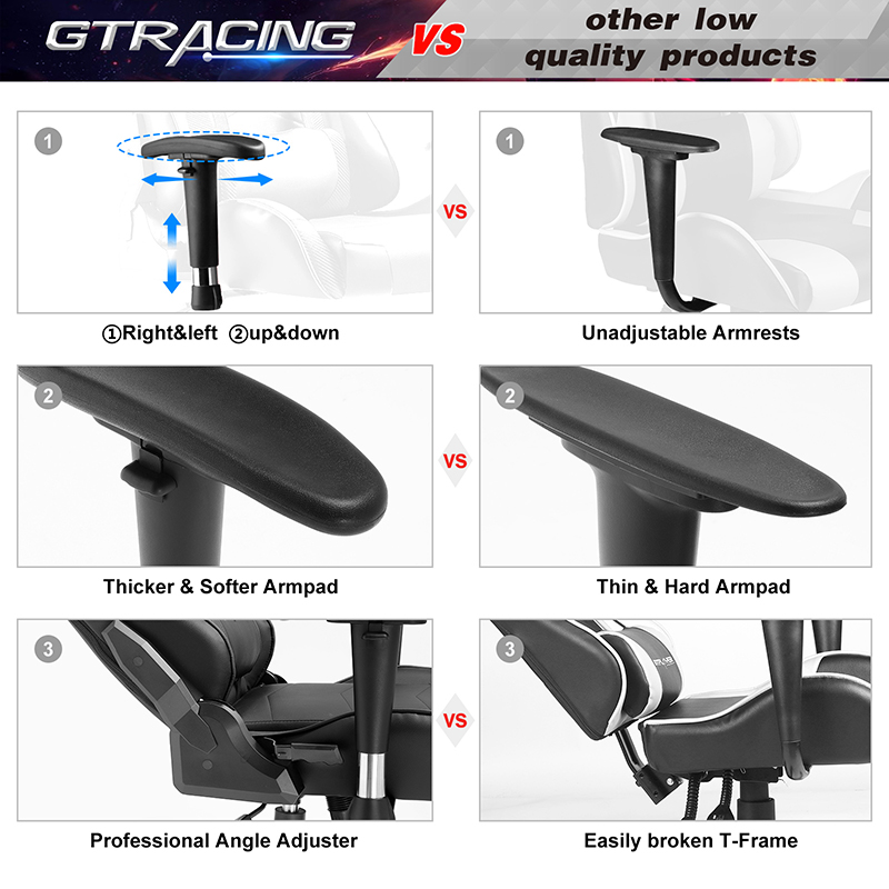 GTRACING Gaming Chair Racing Office Computer Ergonomic Video Game Chair Backrest and Seat Height Adjustable Swivel Recliner with Headrest and Lumbar Pillow Esports Chair