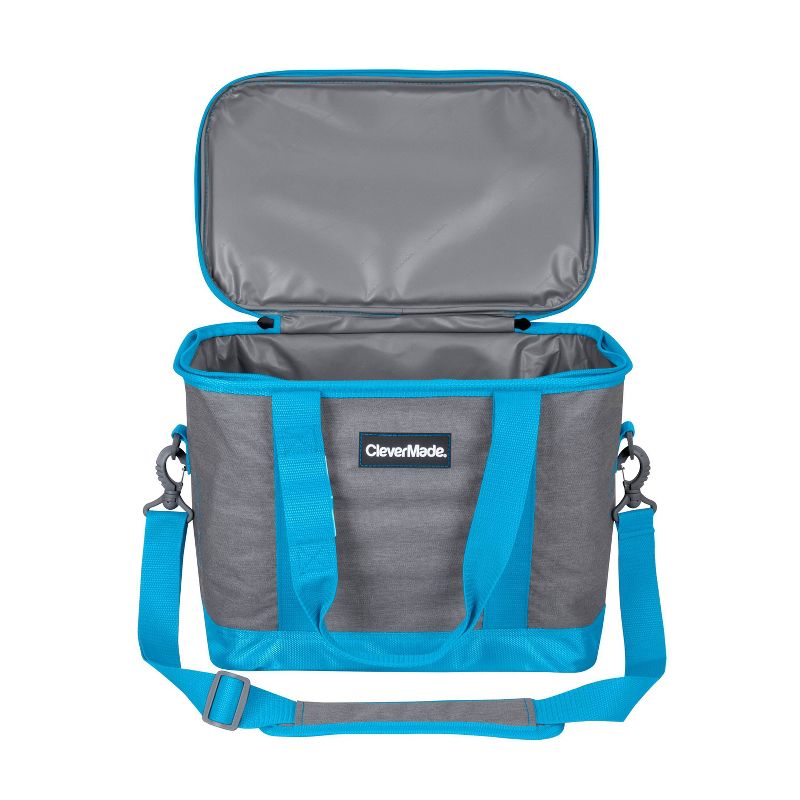 CleverMade Tahoe Soft Sided Leakproof Collapsible 21qt Cooler with Shoulder Strap - Gray/Blue