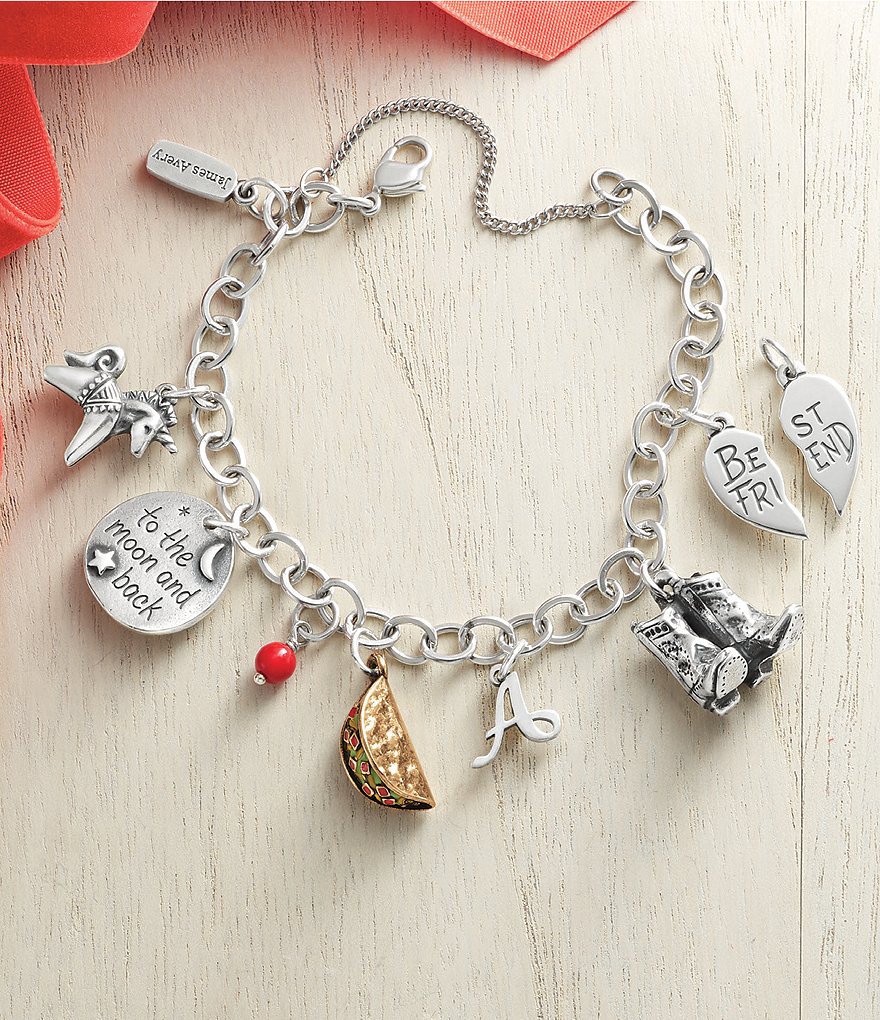 James Avery Forged Sterling Silver Link Charm Bracelet