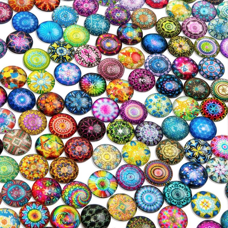 200pcs Glass Dome Cabochon Round Mosaic Tiles for DIY Crafts, Jewelry Making and Ornaments