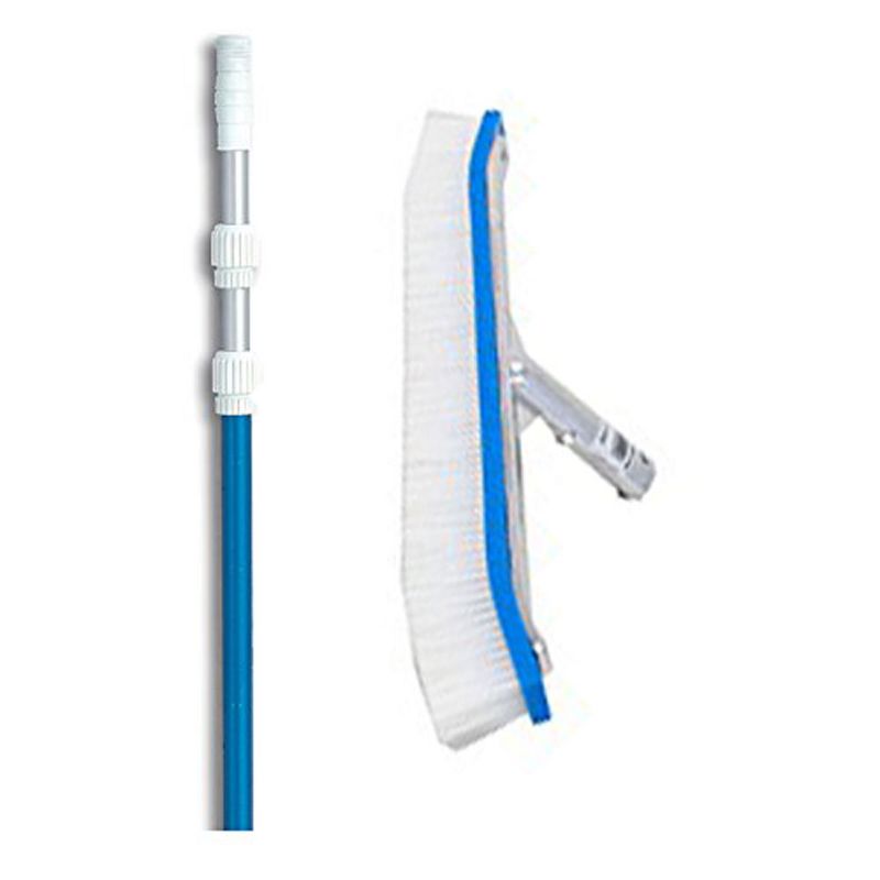 Pentair R111046 18" Curved Swimming Pool Spa Brush w/ 7'-21' Telescopic Pole