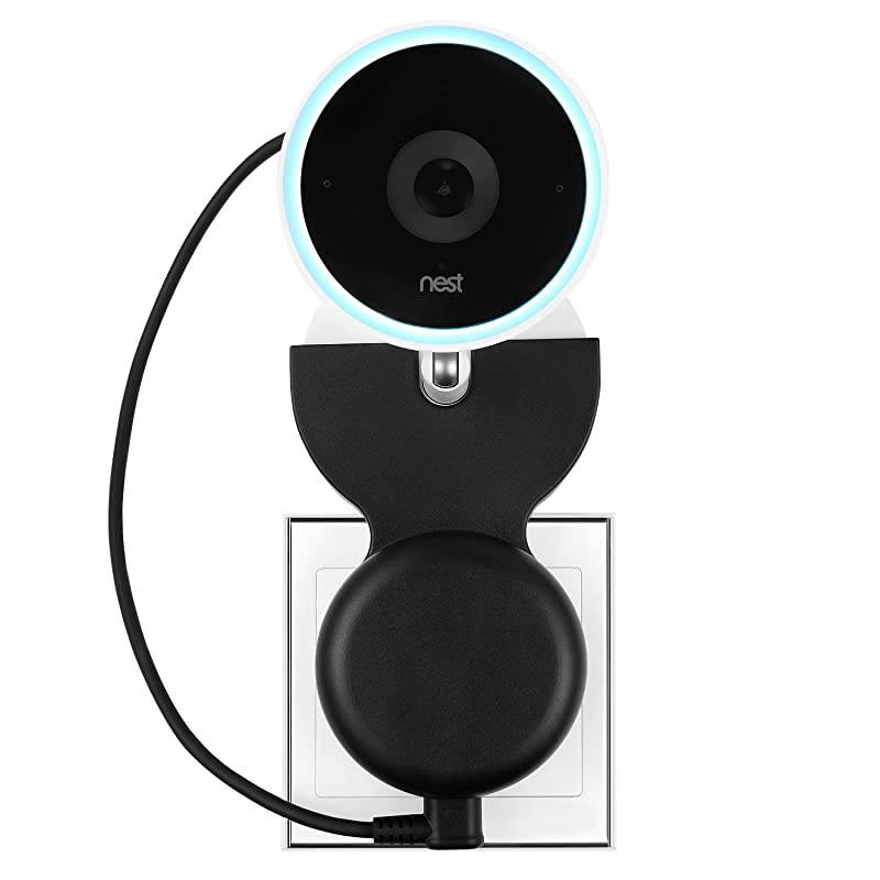AC Outlet Mount Compatible with Nest Cam IQ Indoor 130Degree Swivel Wall Plug Mount with No Messy Wires or Screws White