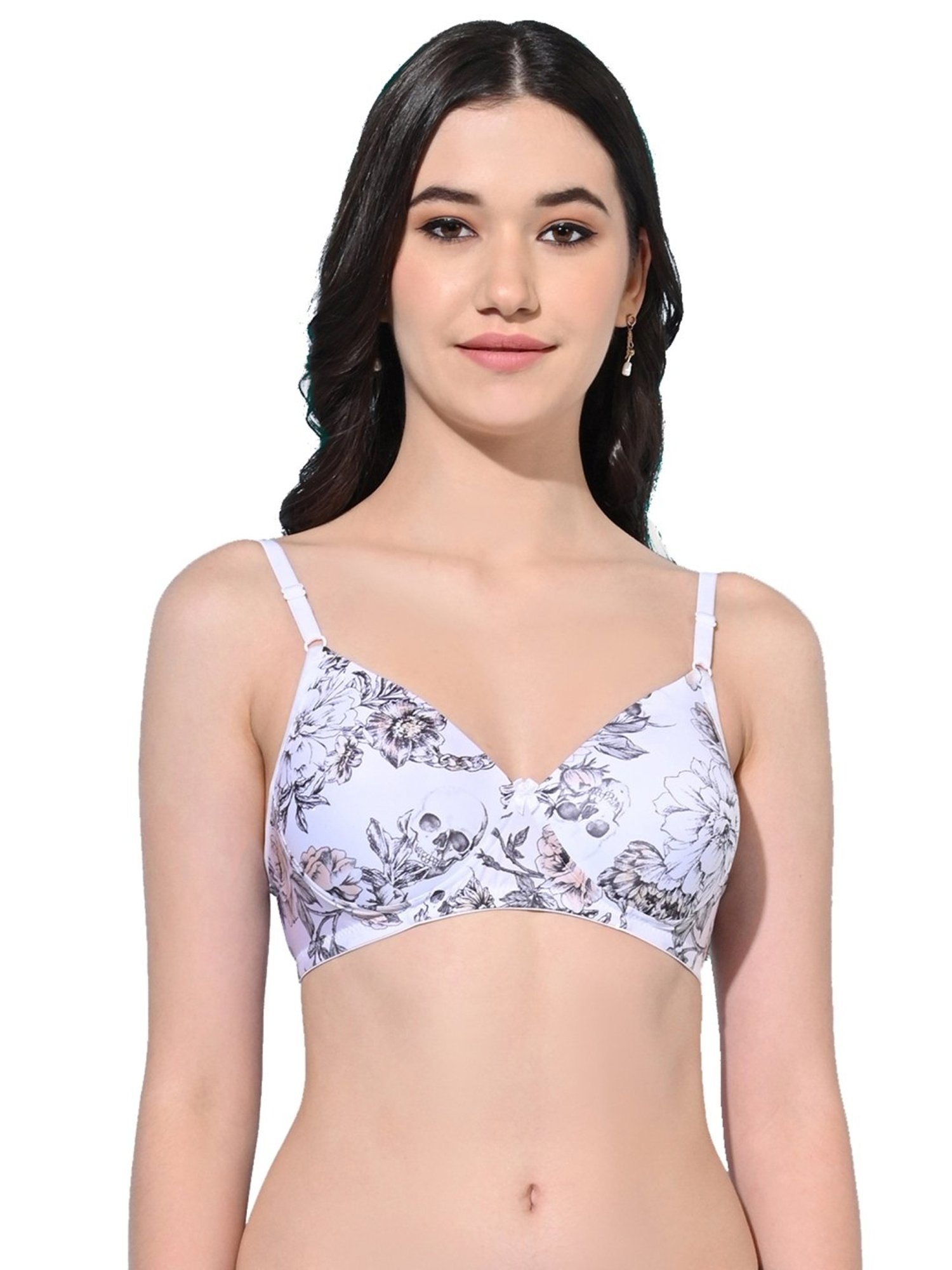 FIMS White Printed Bra