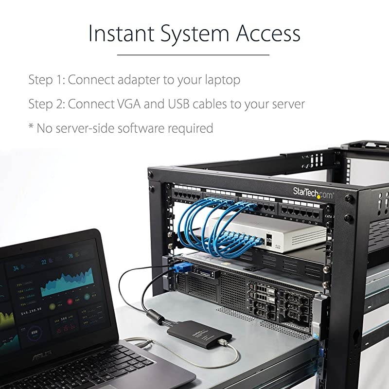 com USB Crash Cart Adapter - File Transfer & Video - Portable Server Room Laptop to KVM Console Crash Cart (NOTECONS02)