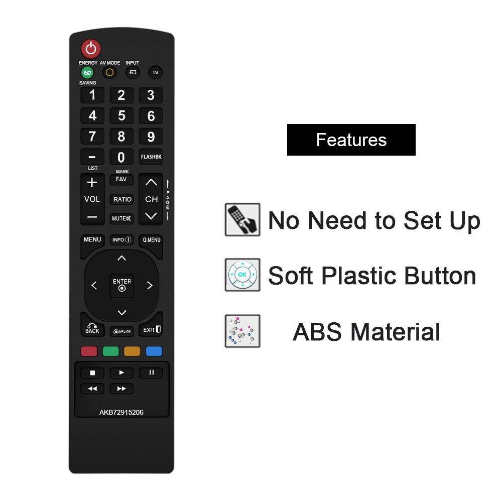 Gvirtue Remote Control Compatible Replacement for LG AKB72915206 Remote - 19LD350UB, 22LD350UB, 22LE5300UE, 26LD350CUA, 26LD350UB, 26LE5300 32LD520UA, 32LE5300UC, 37LD450CUA, 37LE5300UC, 42LD420UA