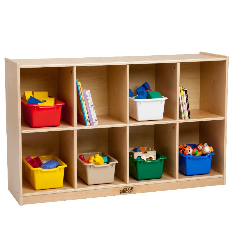 ECR4Kids Birch 8-Compartment School Cubby Storage, Kids Wood Shelf Organizer