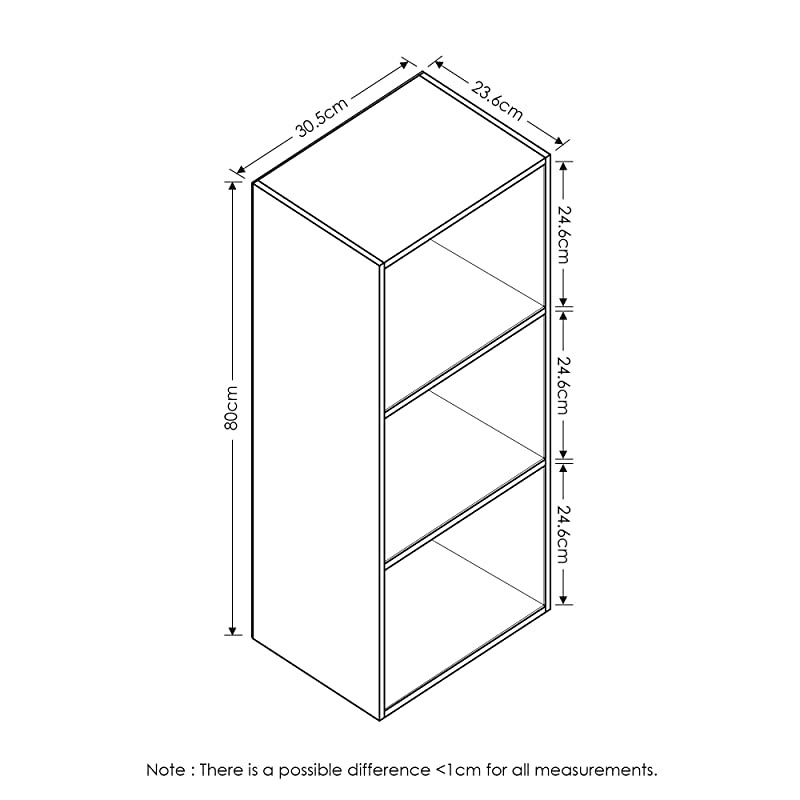 3Tier Open Shelf Bookcase White